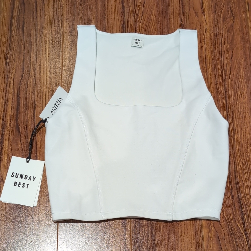 Sunday Best White Fitted Crop Tank Top (Jagger)